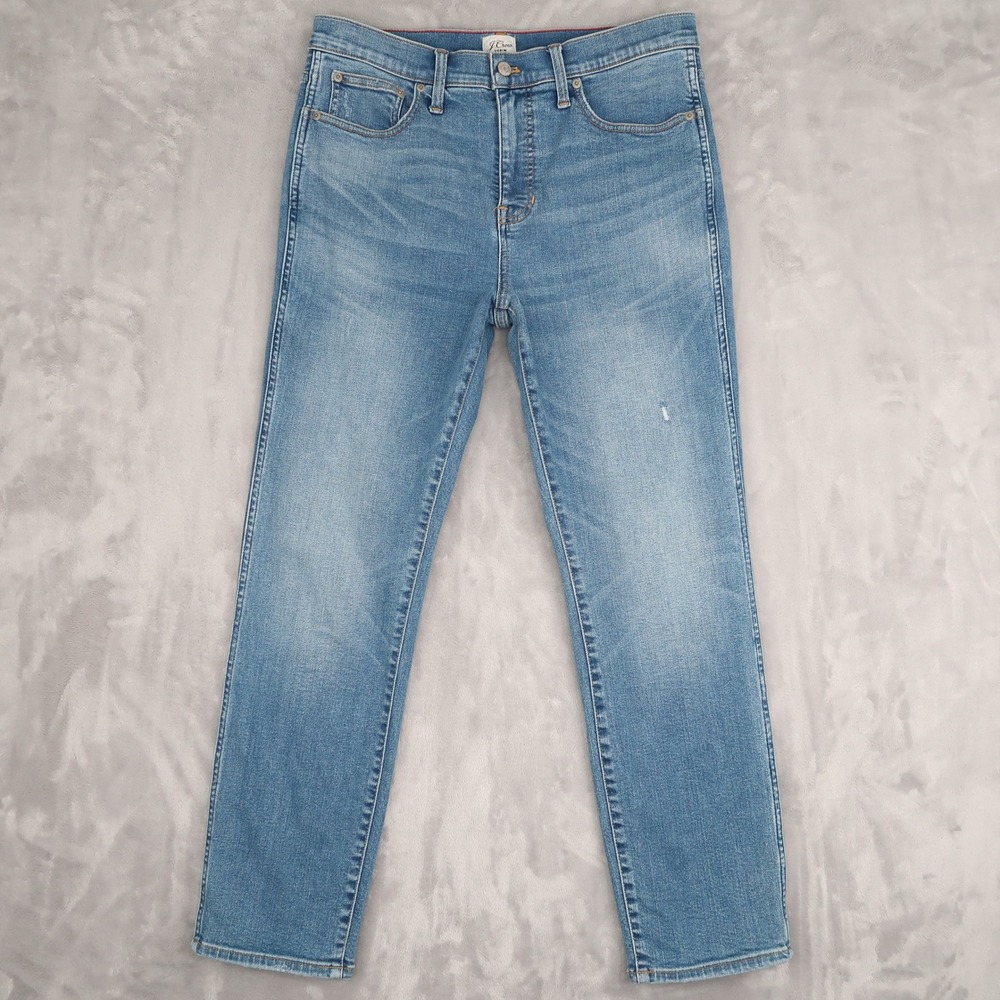 J. Crew Jeans Women 30 Fit 30x28 Blue 10" Vintage Straight High Rise Distressed